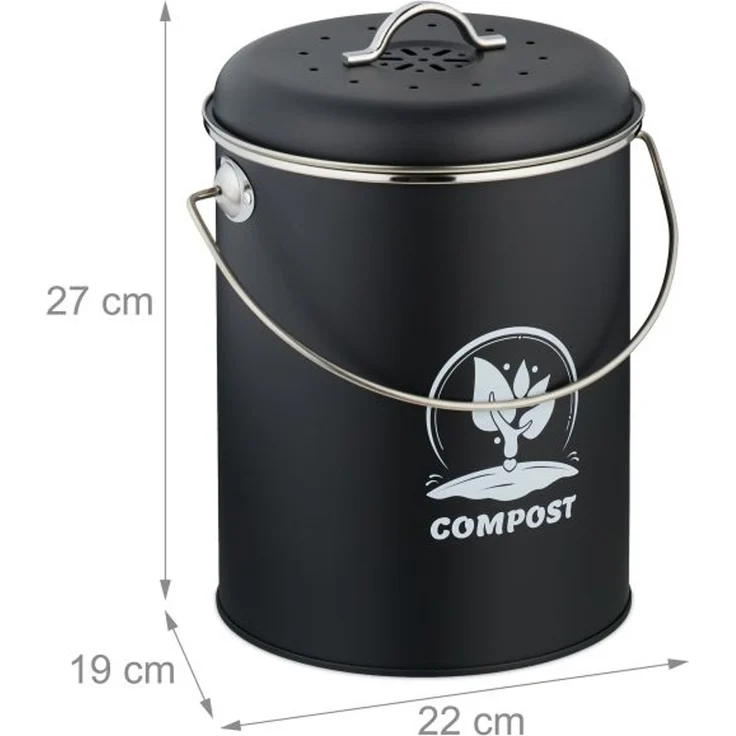 Relaxdays Komposteimer mit Geruchsfilter 5,5 Liter – Bild 4
