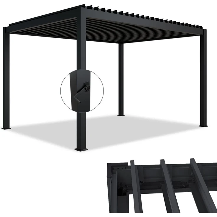 Juskys 'Tahiti' Lamellendach, Stahl / Aluminium anthrazit, 3x4 m – Bild 1