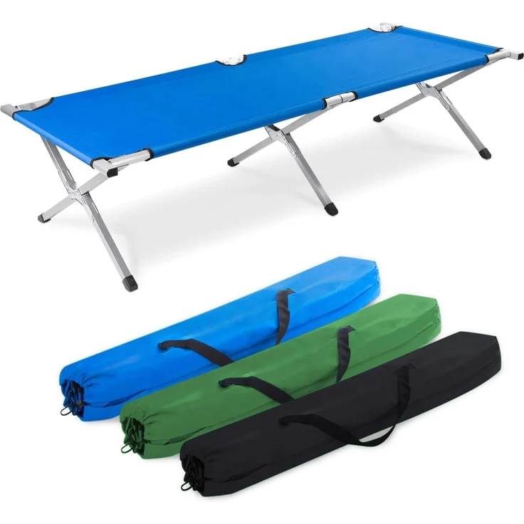 Goods+Gadgets Feldbett Faltbares Army-Bett (Campingbett, Klappbett) Gästebett aus Aluminium – Bild 1