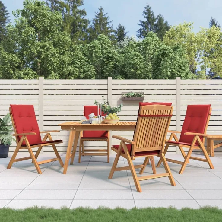 vidaXL Verstellbare Klappstühle mit Kissen, 4-teilig, Massivholz Teak 3196469