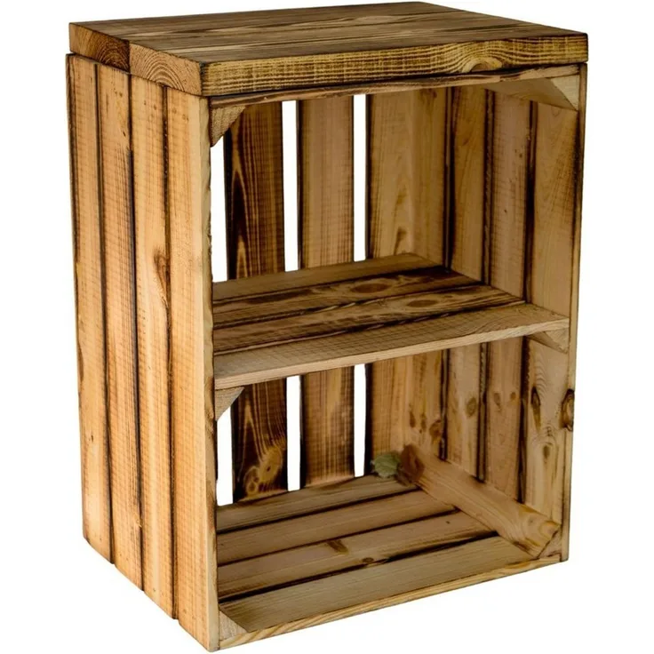 Kistenkolli Altes Land Allzweckkiste Sitzkiste Anne geflammt Quer Sitzfläche dicke Holzplanken (Spar-Set, 1er Set)
