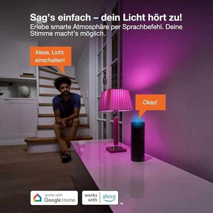 Osram SMART LED Lampe A60 Kolbenform E27, 9W ZigBee 3.0, RGBW 16 Mio. Farben, dimmbar, App Steuerung, Alexa – Bild 4