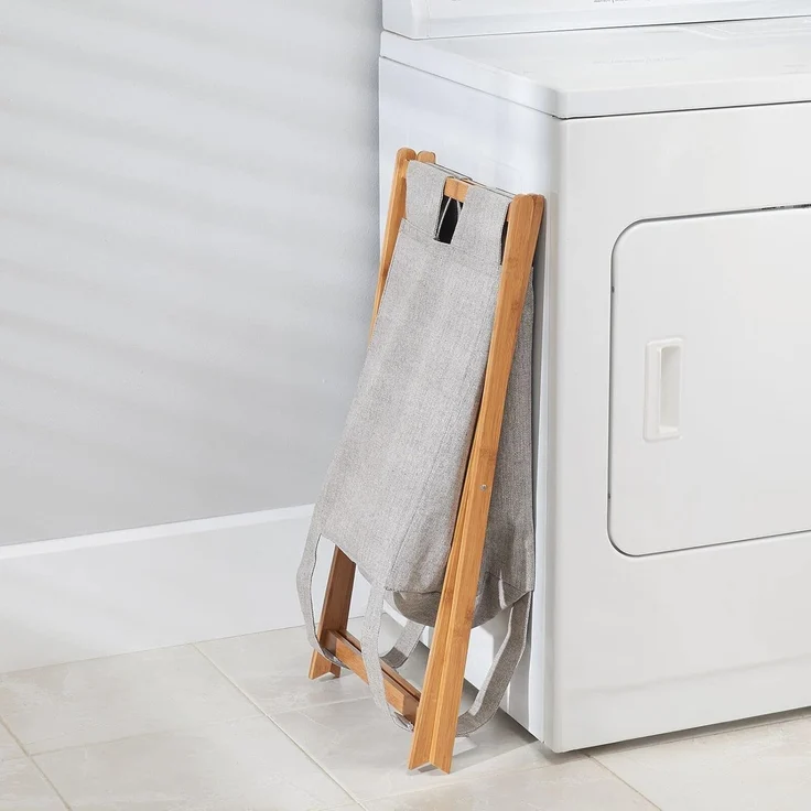 mDesign Faltbarer Wäschekorb Wäschebox Wäschesammler Bambus Polyester – Bild 5