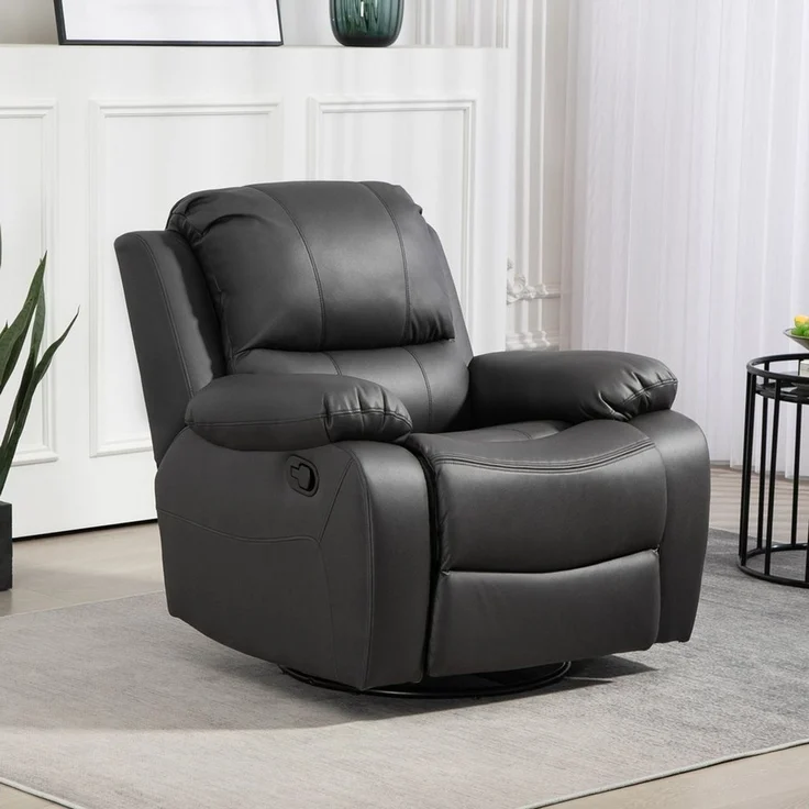 HOMCOM Relaxsessel 135° neigbar, mit Fußstütze, belastbar bis 150 kg (Fernsehsessel, 1-St, Liegesessel), für Wohnzimmer, Schwarz – Bild 1