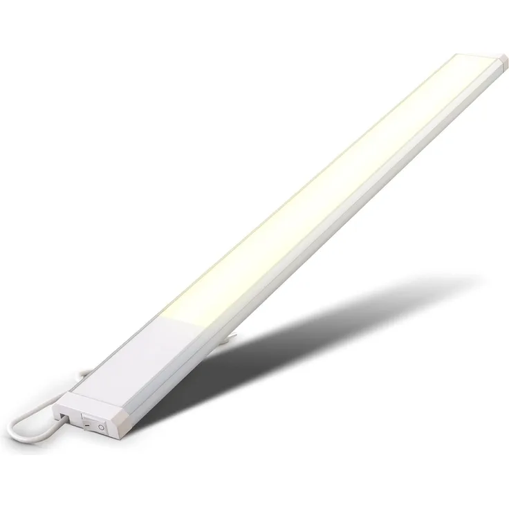 B.K.Licht LED Unterbauleuchte mit Schalter Lichtleiste 57x4,9 cm Küche 230V weiß-silber - BKL1167, LED fest integriert, 3000K - Warmweiß