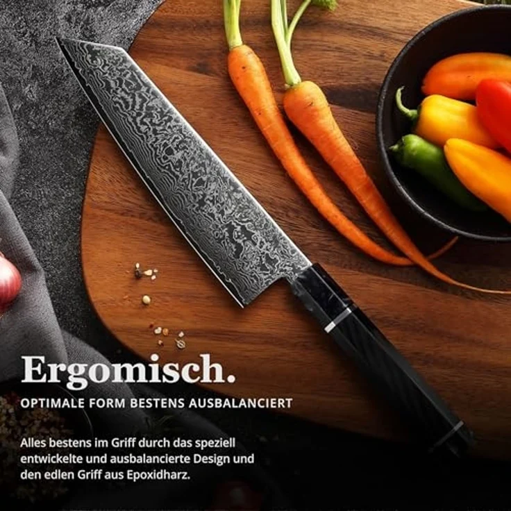 Wakoli Kochmesser Wakoli Kuroyami Damastmesser I 20 cm Kiritsuke Chefmesser I 67 Lagen, aus 67 Lagen Damaststahl, VG-10 Stahlkern – Bild 4