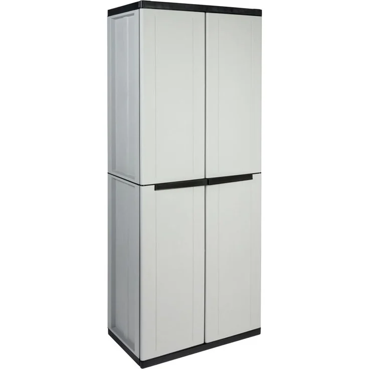 Kreher Mehrzweckschrank Kunststoffschrank 'J-Line' mit 3 Böden (Schwarz/Grau) – Bild 6