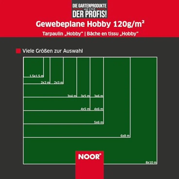 NOOR Abdeckplane Hobby - 120g/m² - 4x5 m - Weiß - Allzweckplane für Schutz vor Witterung - Ideal geeignet für den Garten - UV-stabil, beidseitig beschichtet, wasserfest, abwaschbar & langhaltig – Bild 6