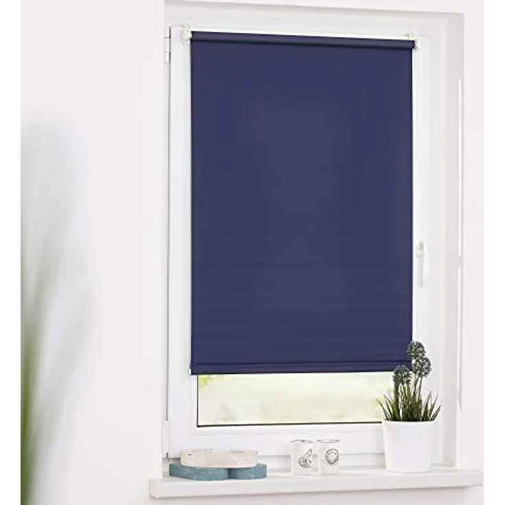 Lichtblick Verdunklungsrollo Barcelona 60x150 cm (BxL) Blau Verspannt; Klemm- und schraubbar; Thermofunktion – Bild 4