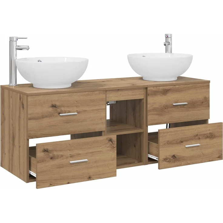 vidaXL Badezimmerschrank-Set 3 stk. Artisan-Eiche 129 x 44,5 x 80 cm 3405906 – Bild 4