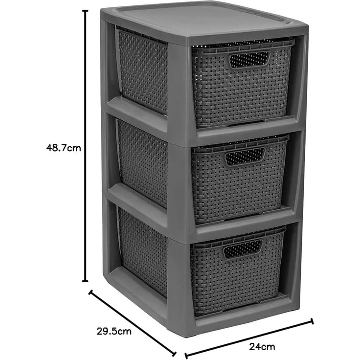 BranQ Regal 1725, Rattanregal mit 3 Körben 3x7L – Bild 6