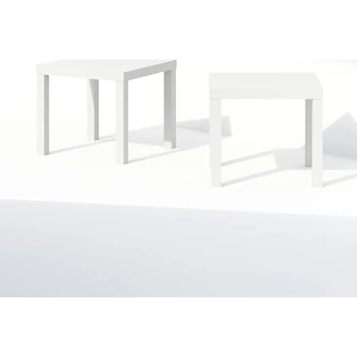 Furinno Classic Homey Quadratischer Nachttisch, Beistelltische, Set von 2, Weiß – Bild 6