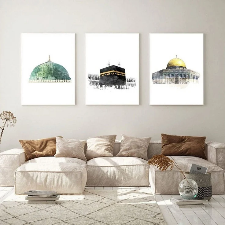 JUSTGOODMOOD Poster Al Aqsa Mosche Kaaba Wandbilder Wohnzimmer Schlafzimmer Deko Print Bil, C (1 St) – Bild 2