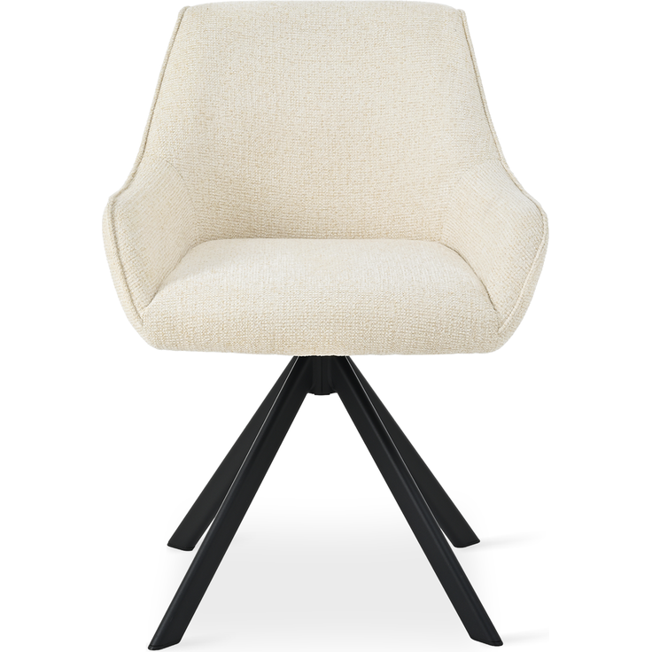 GOEURVANT 1178 Esszimmerstühle 6er-Set mit Armlehnen, 360° Drehbar, Chenille - Creme – Bild 6