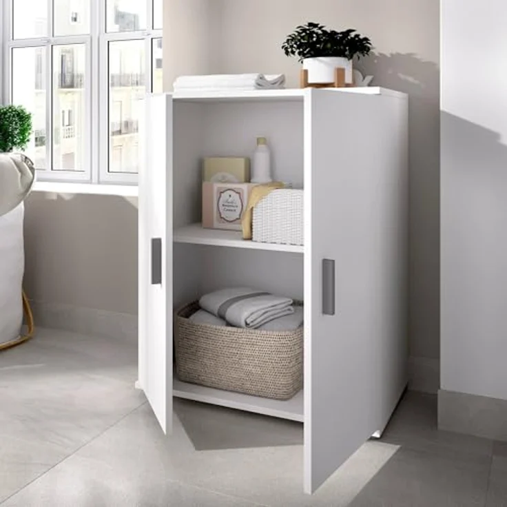 Dmora - Mehrzweckgarderobe Serles, Mehrzweck-Schuhregalschrank, Schrank mit 2 Türen, 61x35h80 cm, Weiß – Bild 1