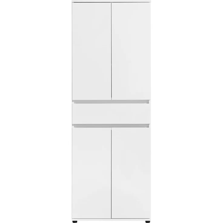 Home Collective Mehrzweckschrank Schrank 60 cm breit mit 4 Türen & Schublade mit 3 Einlegeböden 64x34x180 cm (BxTxH) Weiß – Bild 6