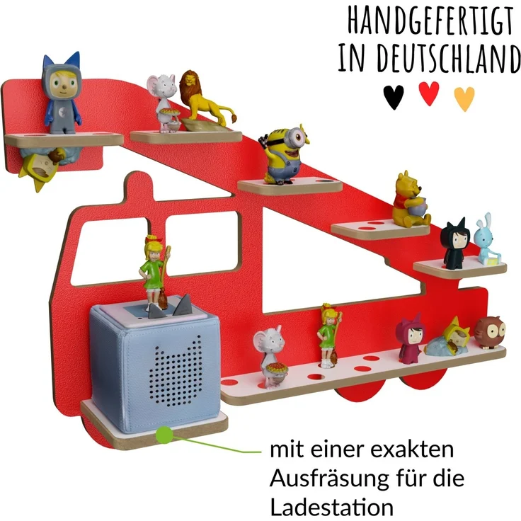 Holzura Kinderregal Tonieregal für Toniebox, Kinderregal Feuerwehr Regal für Tonie Figuren – Bild 2