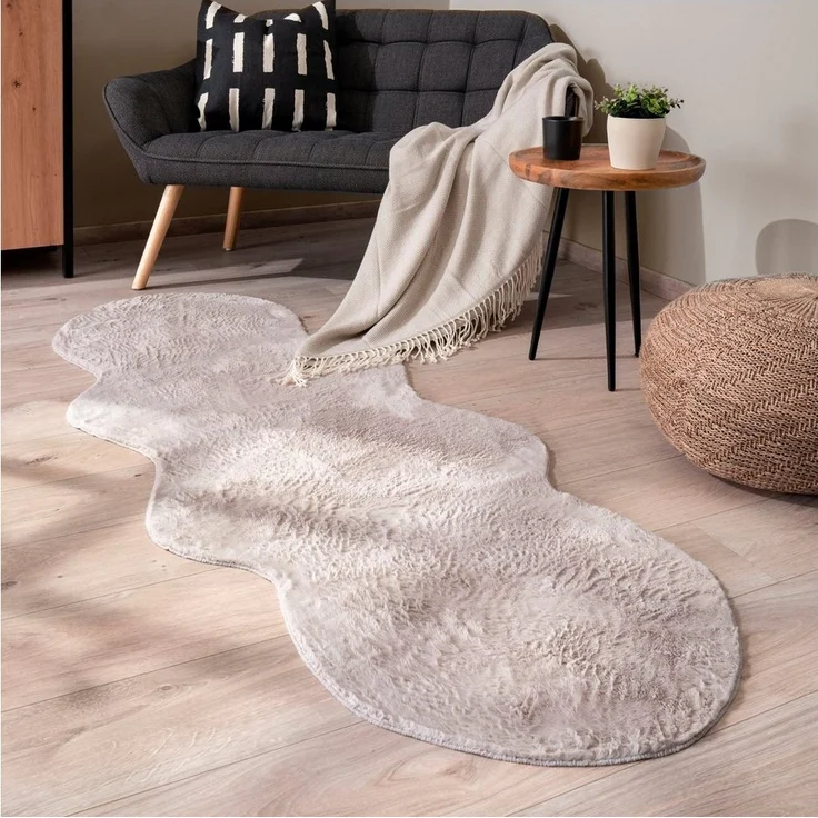 Paco Home Fellteppich Pelt 640, fellförmig, Höhe: 16 mm, Kunstfell, Uni Farben, sehr weicher Flor – Bild 5