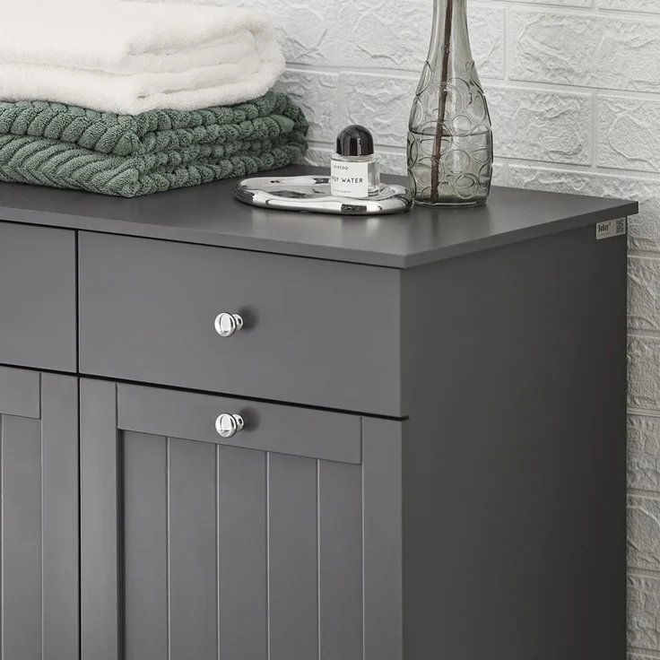 SoBuy BZR33-DG Wäscheschrank, MDF, Lackiert, Dunkelgrau, 78 x 91 x 37 cm – Bild 8