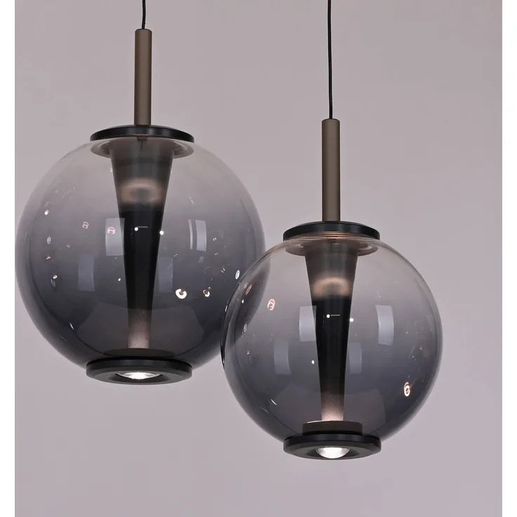 PURE LED-Hängelampe E-Infinity, dreiflammige Pendelleuchte mit CCT-Funktion, grau/rauchgrau, höhenverstellbar, Ø 50 cm, dimmbar