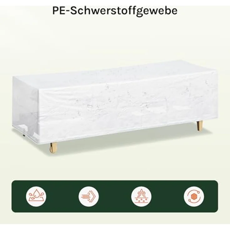 WOLTU Schutzhülle Gartenliege Sonnenliege, 218 x 77 x 55 cm, Abdeckung für Gartenmöbel, Abdeckhaube aus PE, Plane UV-Beständig wasserabweisend Winterfest reißfest, Transparent – Bild 5
