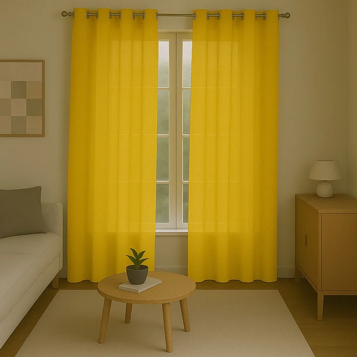 Gardine mit Ösen *** x *** cm ( Breite x Länge ) in ***, blickdichter Vorhang, Ösenvorhang in vielen Variationen 140x225 cm Gelb – Bild 3