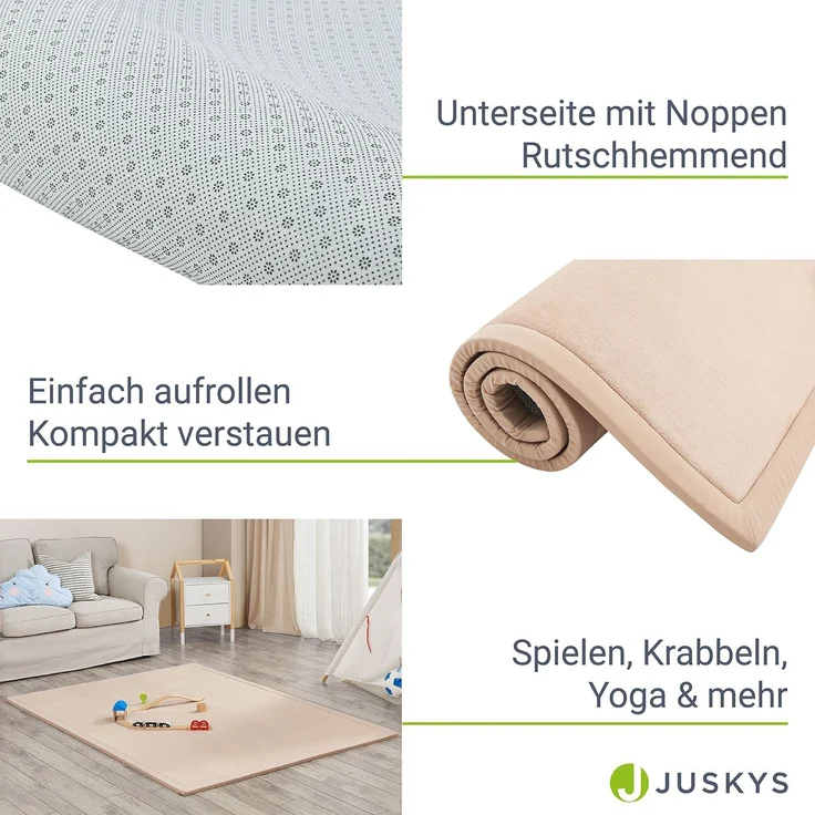 Juskys Krabbelmatte, Polyester beige, 200 x 150 cm – Bild 5