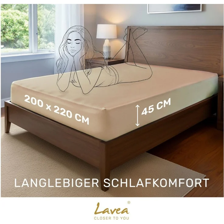 Lavea Spannbettlaken Bettlaken, Spannlaken Mikrofaser, 180x200 cm, 200x200 cm, (2 Stück), kühlend & atmungsaktiv, schnelltrocknend, weich, pflegeleicht – Bild 2