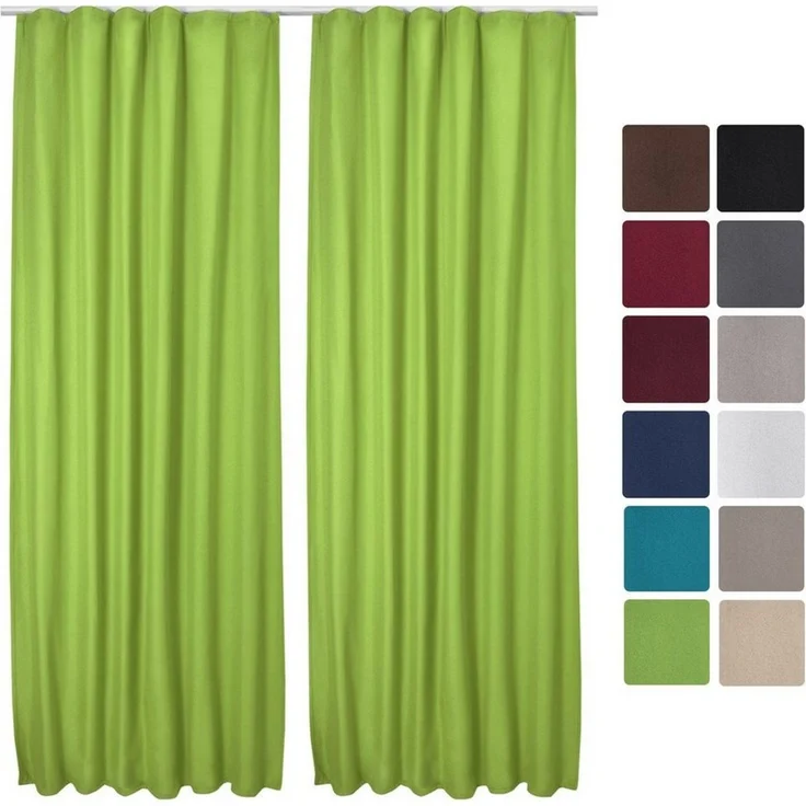 Beautissu Vorhang 2er Set Thermovorhang Gardine Grün Amelie TK, 140x245cm, Vorhang isolierend Kälte- & Hitzeschutz Universalband Verdunkelnd – Bild 1