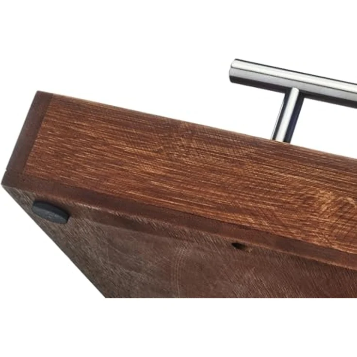 Kobolo Tablett rechteckig aus Bambus mit Metallgriffen - braun, Bambus – Bild 6