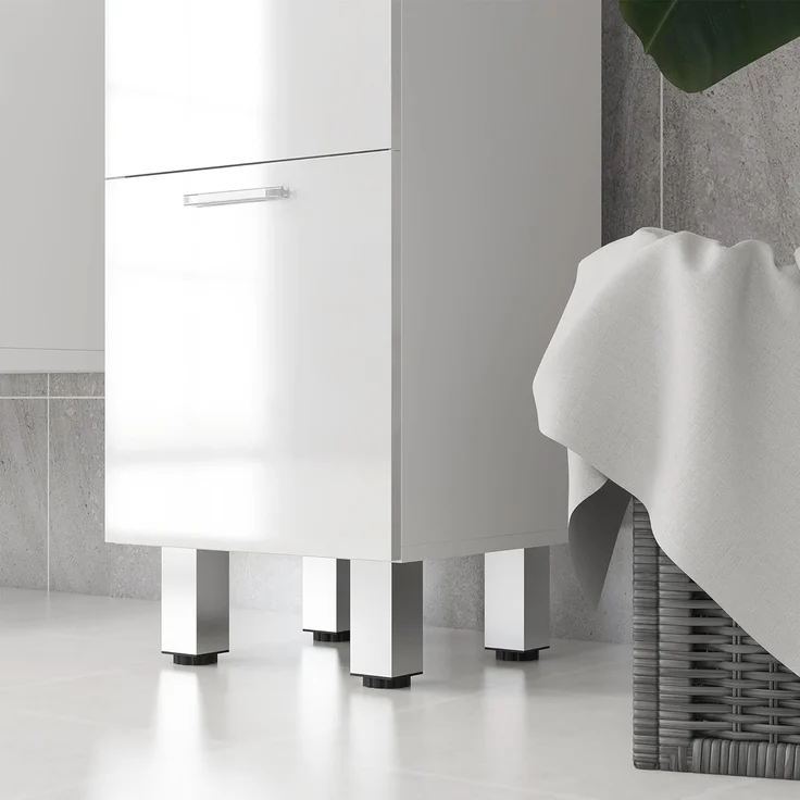 Kleankin Badkommode Badezimmerschrank (Badezimmer-Aufbewahrungsschrank, 1 St, mit Schublade, verstellbare Füße), 30 x 30 x 93 cm, Weiß – Bild 9