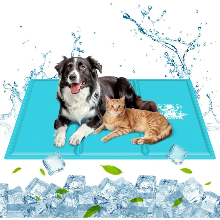 Nobleza Kühlmatte für Hunde, 110x70 cm Kühldecke Hund Selbstkühlend Ungiftige mit Gelauflagen Welpe Katzen Haustiere Kühlmatratze für Sommer, Hellblau, XL