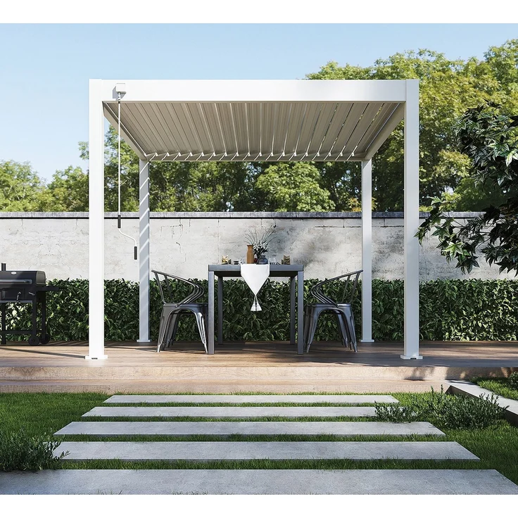 Weide 'Classic' Pergola, freistehend, Aluminium / Stahl weiß, 300 x 300 x 255 cm – Bild 3