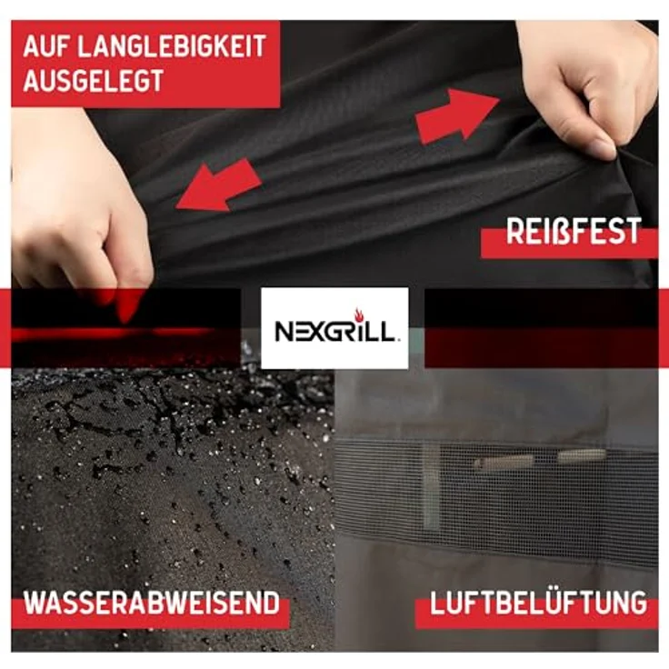 nexgrill Grillabdeckhaube Universal Grillabdeckung 178cm, 165cm, 150cm, Schutzhülle für Grill, schwarz, Grillabdeckung wetterfest – Bild 6