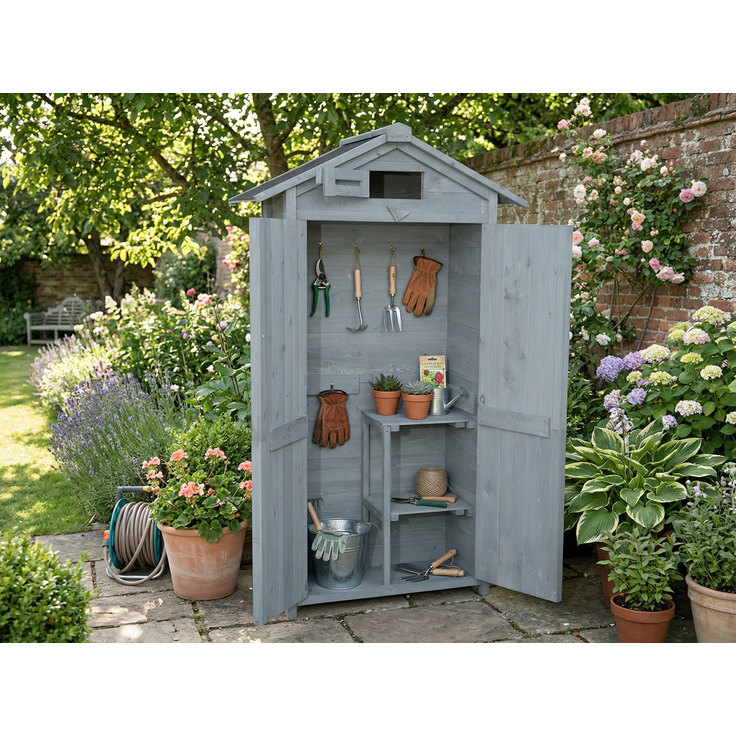 Werkzeugschrank aus Holz, ca. 88 x 45,5 x 168 cm, grau – Bild 9