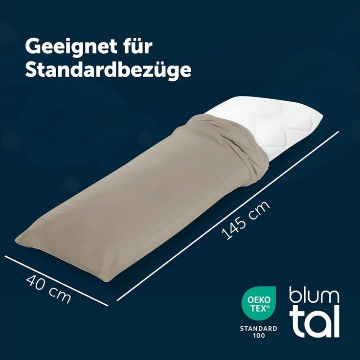 Blumtal Seitenschläferkissen Oeko Tex zertifiziertes Kissen mit anpassbarer Füllung 40x145 cm – Bild 2