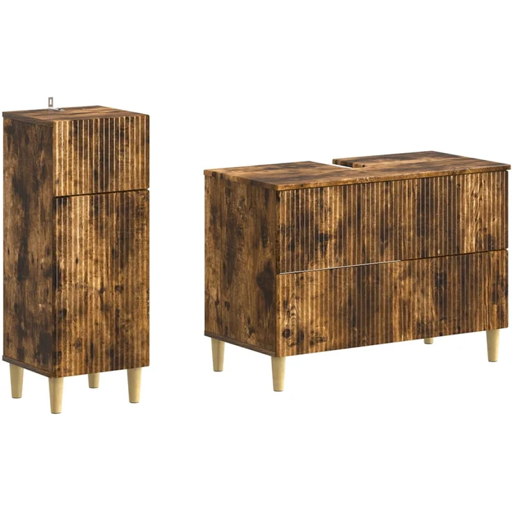 vidaXL 2-teiliges Badezimmer Schrank Set ARNHEM Raucheiche 3417689 – Bild 2
