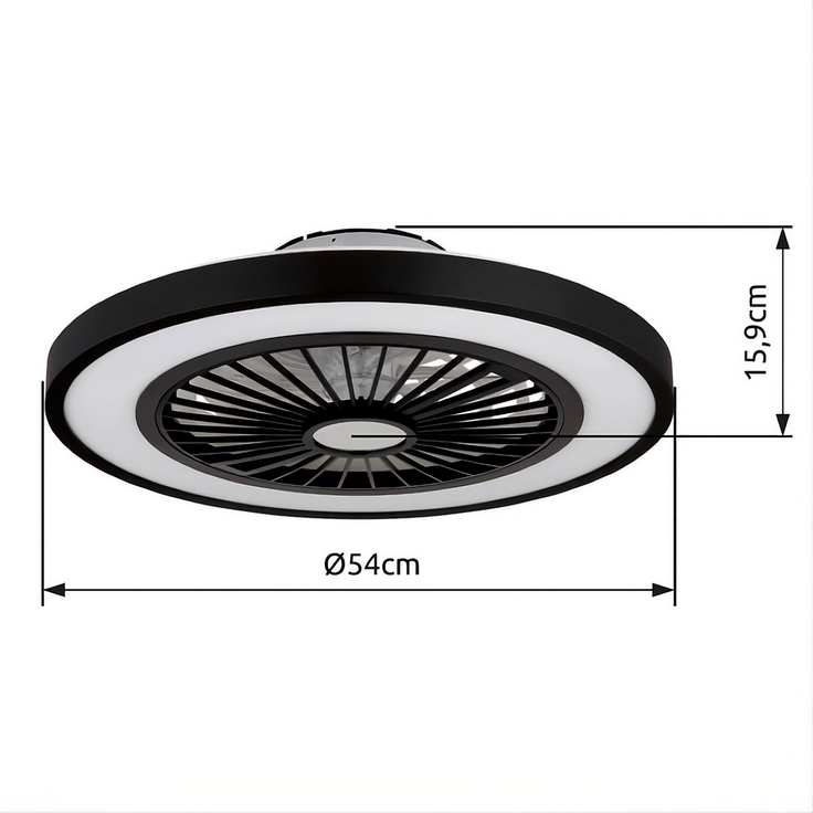 2BLIZZAK Deckenventilator, ø5450HZ, 6 Geschwindigkeitsstufen, 20W, 230V, schwarz, Backlight – Bild 6