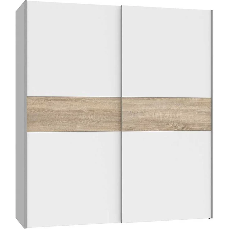 FORTE 'Nigel / Longline' Schwebetürenschrank, Holzwerkstoff Weiß/Holzfarben, 170 x 191 x 61 cm – Bild 6