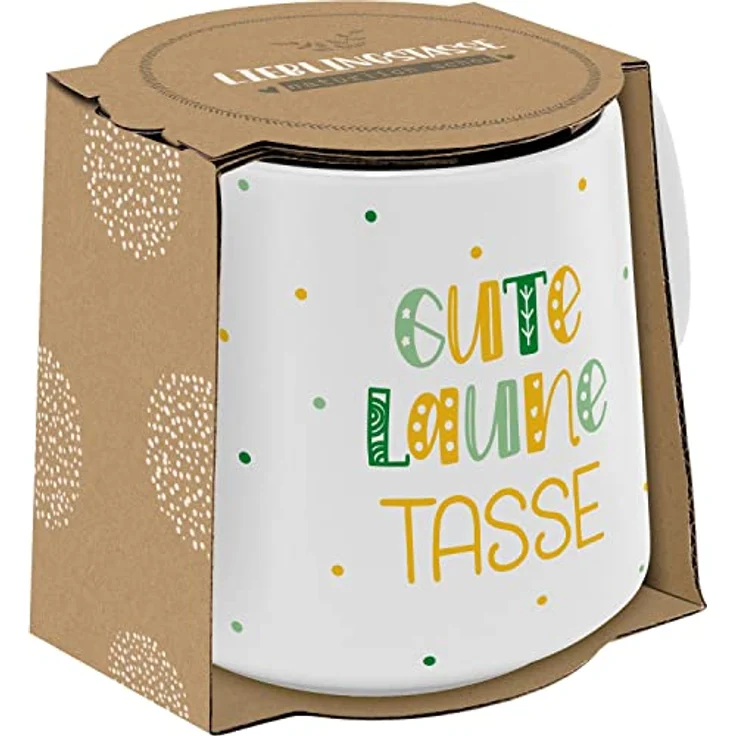 GRUSS & CO Tasse konisch "Gute Laune Tasse" | Steinzeug, 43 cl, mehrfarbig | Geschenk Freunde | 48446 – Bild 5