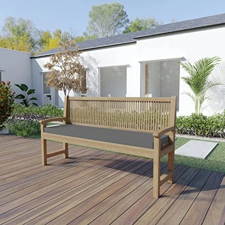 chilly pilley Bankkissen Bankauflage Polsterauflage Reißverschluss mit Schlaufen Kissen für Gartenbank Gartenbankauflage für Gartenmöbel Sitzkissen & Rückenkissen Outdoor (130 x 40 x 5 cm, Grau) – Bild 2