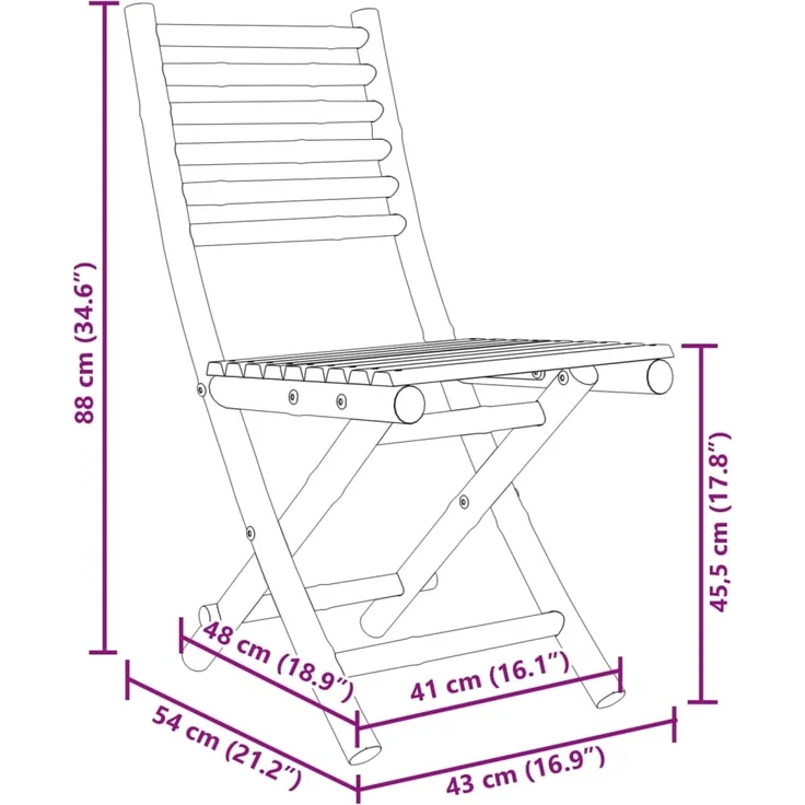 vidaXL Gartenstühle 4 Stk. Klappbar 43x54x88 cm Bambus 3278517 – Bild 9