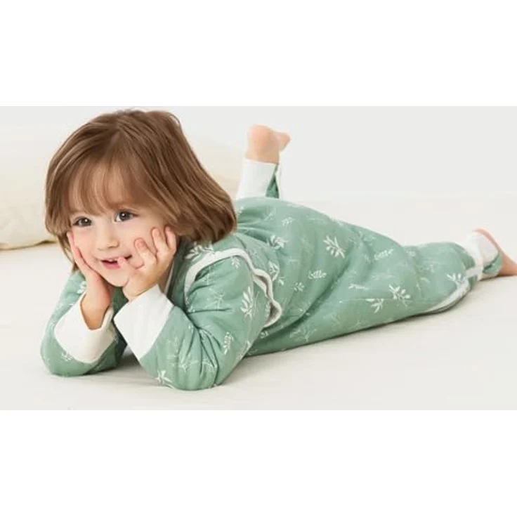 Duomiaomiao Baby Schlafsack mit füßen, Winter mit füßen,100% Baumwolle Schlafsack Baby, Baby Jungen 3.5 tog mit Schlafsack, Cartoon-Laub,Atmungsaktiv (90-100) – Bild 3