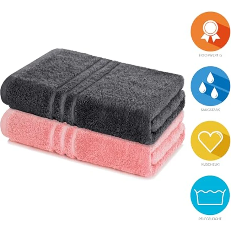 Lavea Saunatuch Set Saunahandtuch 80x200 cm Elena Frottee, Sauna-Handtücher, 100% Baumwolle (Set, 2-St), 500 g/m² Frottier, weich & saugstark, pflegeleicht – Bild 2