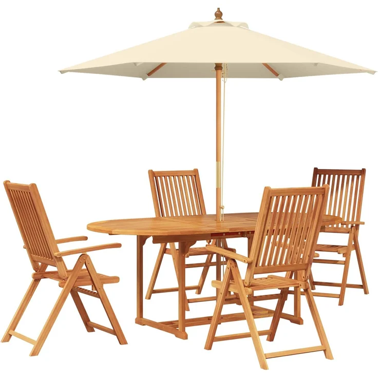 vidaXL Essgruppe für draußen mit Sonnenschirm 6 stk. 4-Sitzer 3438541 – Bild 2