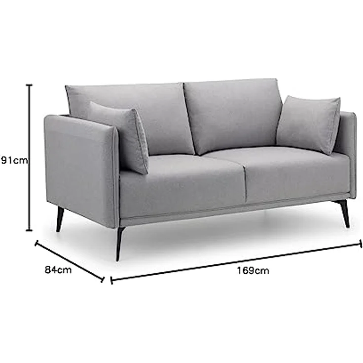 Julian Bowen Rohe 2-Sitzer-Sofa, Platingrau – Bild 3
