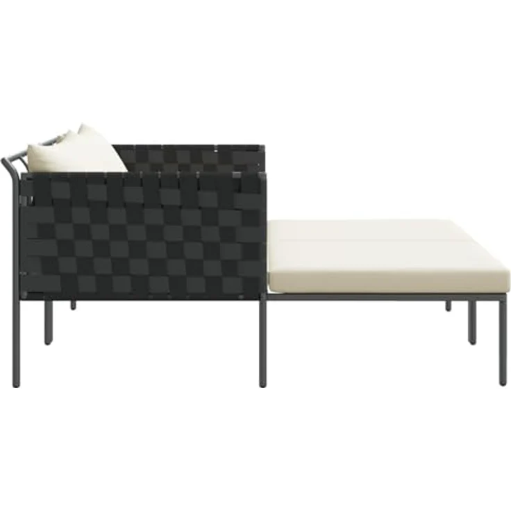 vidaXL Doppel-Sonnenliege mit Kissen, Anthrazit, 115x153x69,5 cm, pulverbeschichteter Stahl, klappbar, bis zu 2 Personen – Bild 7