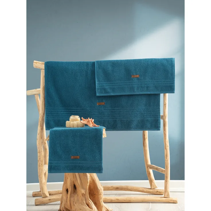 Handtuchset (3-teilig), 'Wellness', Petrolblau