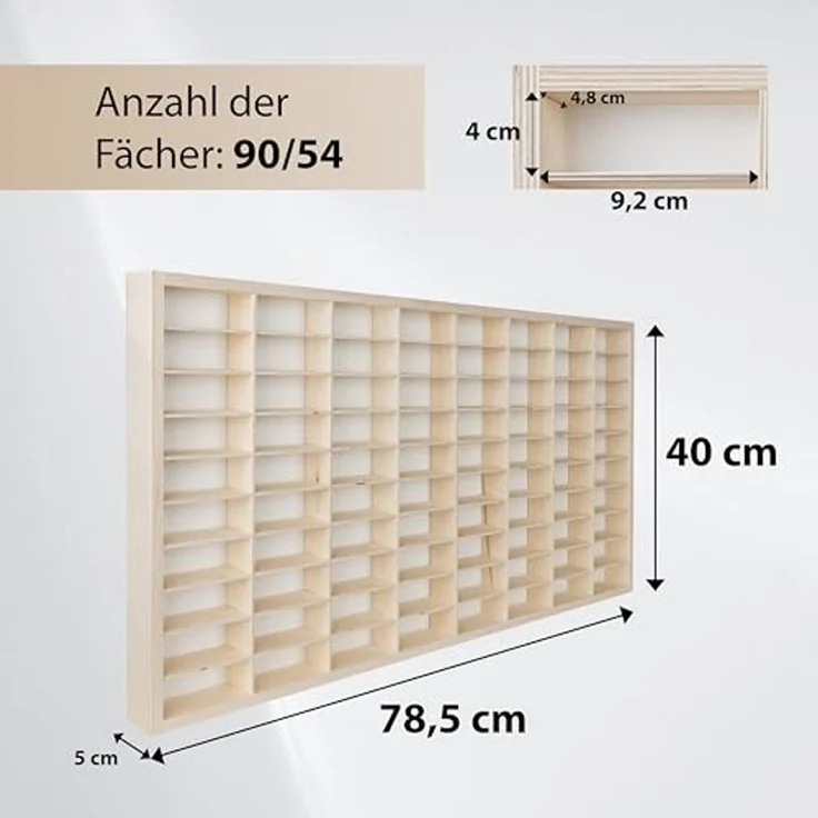 ISO TRADE Mehrzweckregal Holzregal Wandregal, Spar-Set 20-tlg, 80 Fächer Setzkasten Holz 78,5 x 40 x 4,5 cm – Bild 3