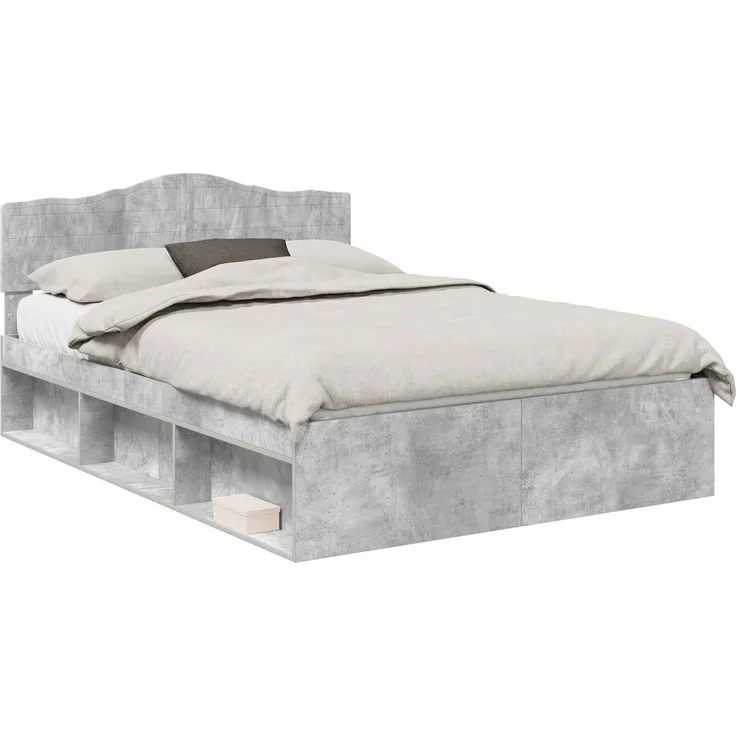 vidaXL Bettrahmen Beton Grau 150 x 200 cm Massives Kiefernholz 3412883 – Bild 1